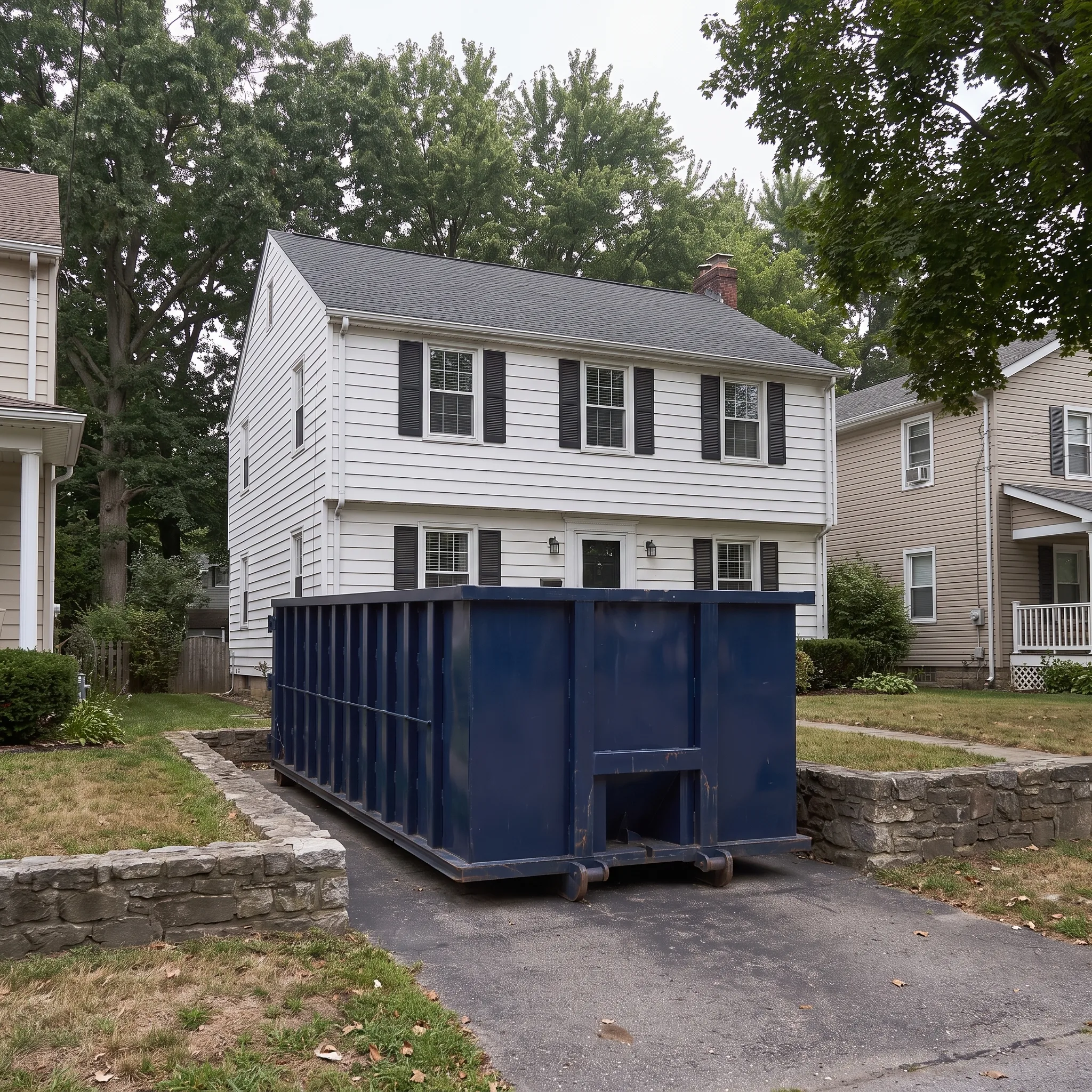 Roll-off dumpster on a Connecticut job site